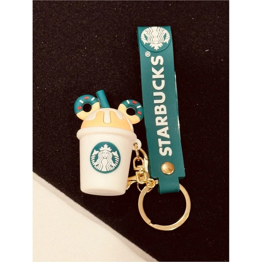 3D Mouse Donut Coffee Cup Keychain Bag Charm Silicone Wristlet Strap Gift NIP